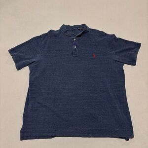 Polo Ralph Lauren Polo Shirt 3XLT Tall Heathered Navy Solid Preppy Casual